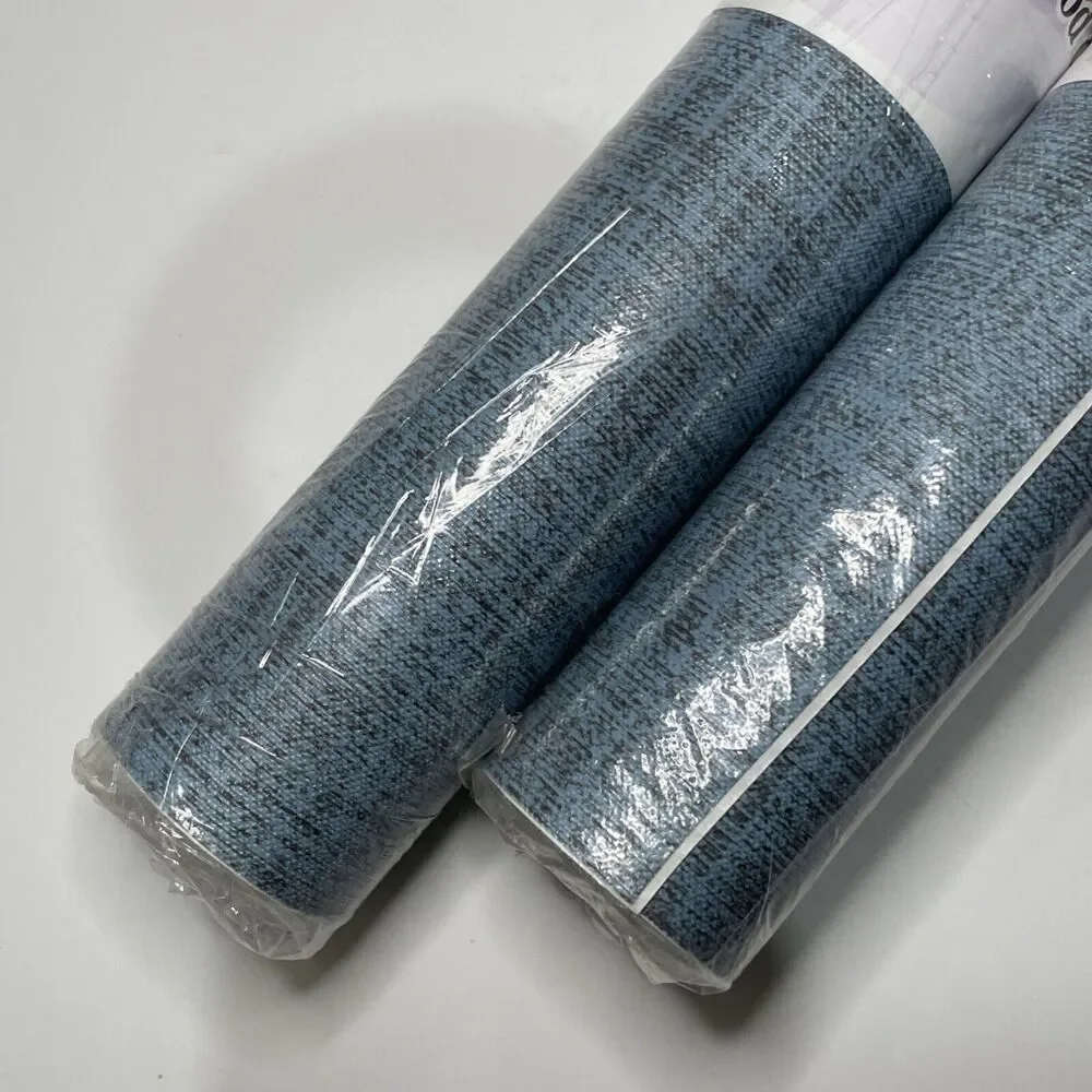 Lot Of 4 Yancorp 10ft Textured Fabric Deep Blue Wallpaper Faux 15.7